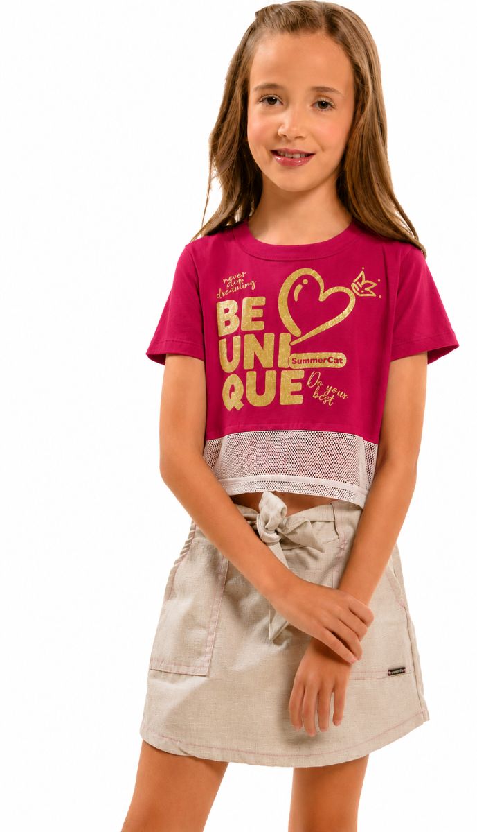 Rosa pink com dourado / Tam 12
