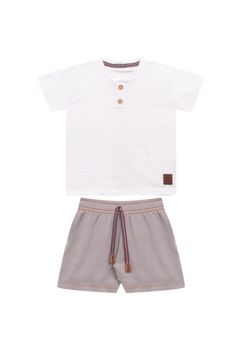 Cor: Branco + Cinza / Tamanho: M (6-9 meses)