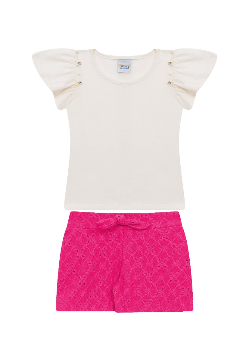 Cor: Marfim + Rosa Pink / Tamanho: 2