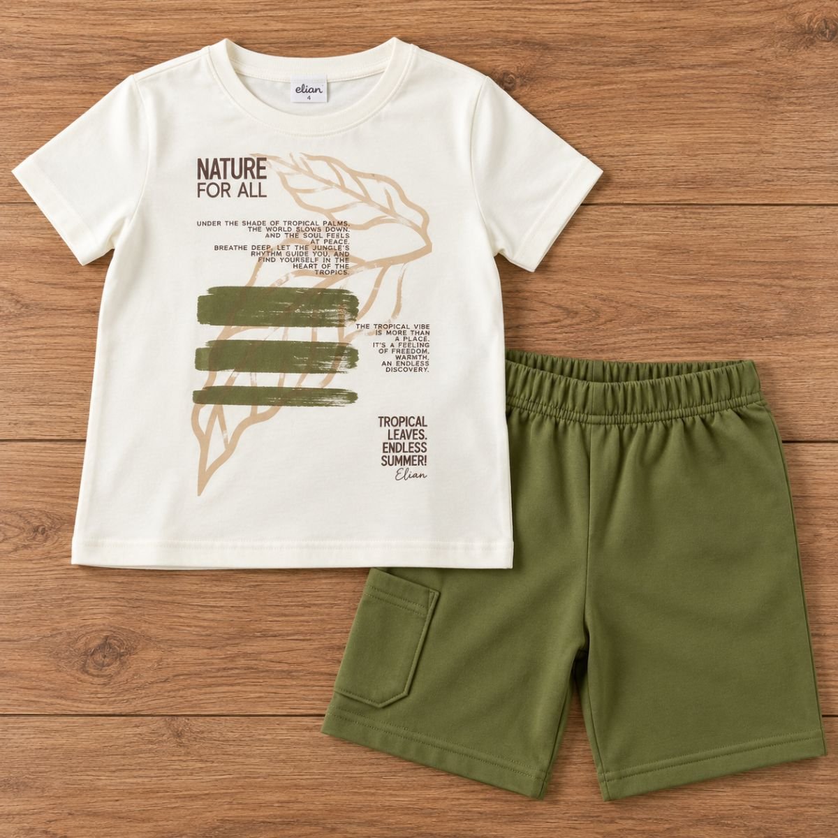 Tam 3 / Bege Estampado + Verde Militar
